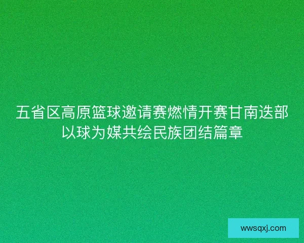 五省区高原篮球邀请赛燃情开赛甘南迭部以球为媒共绘民族团结篇章