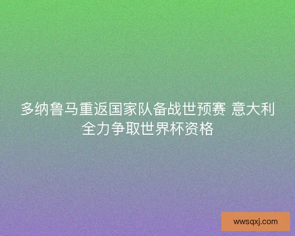 多纳鲁马重返国家队备战世预赛 意大利全力争取世界杯资格 多纳鲁马重返国家队备战世预赛 意大利全力争取世界杯资格