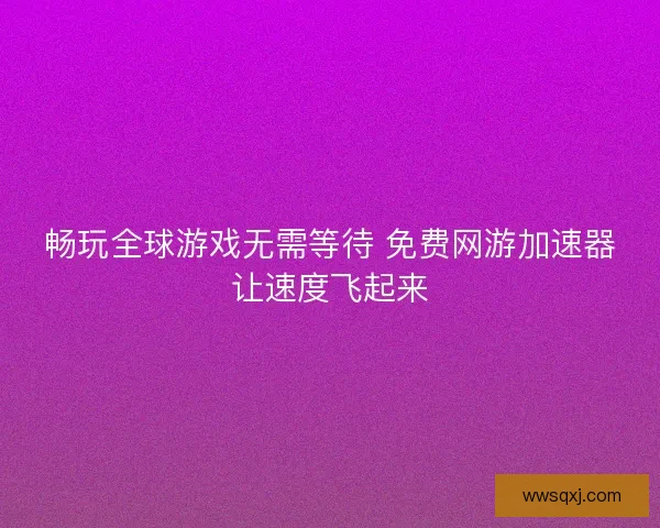 畅玩全球游戏无需等待 免费网游加速器让速度飞起来 畅玩全球游戏无需等待 免费网游加速器让速度飞起来