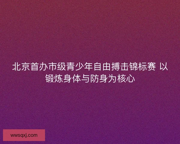 北京首办市级青少年自由搏击锦标赛 以锻炼身体与防身为核心